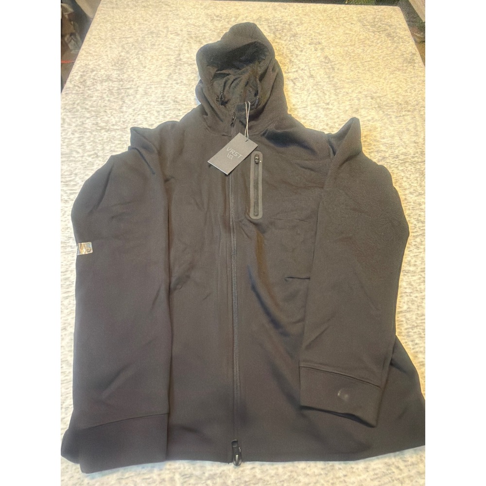 VRST Mens Pinnacle Fleece Full Zip Pure Black Hoodie Jacket Size S NWT